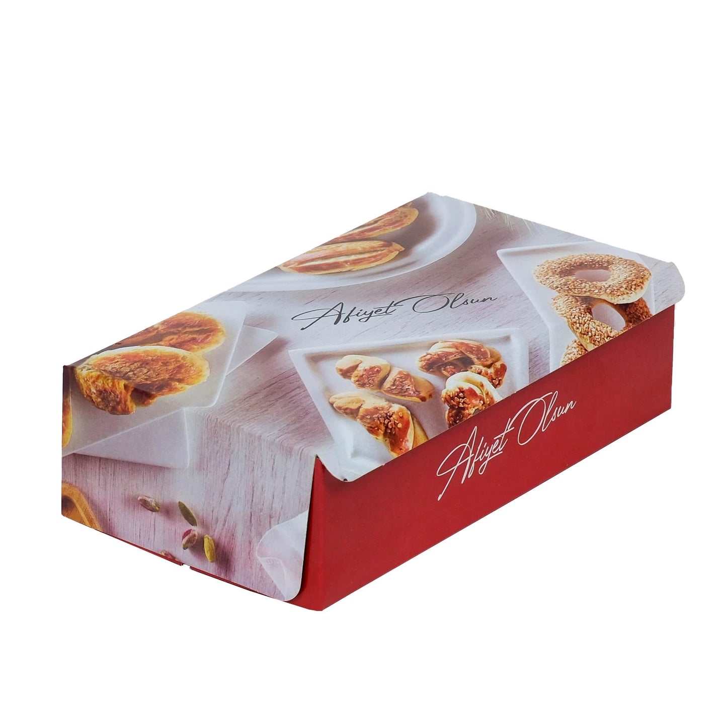 Sade Kırmızı Desenli Kuru Pasta Kutusu
