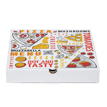 Baskılı Beyaz Pizza Kutusu