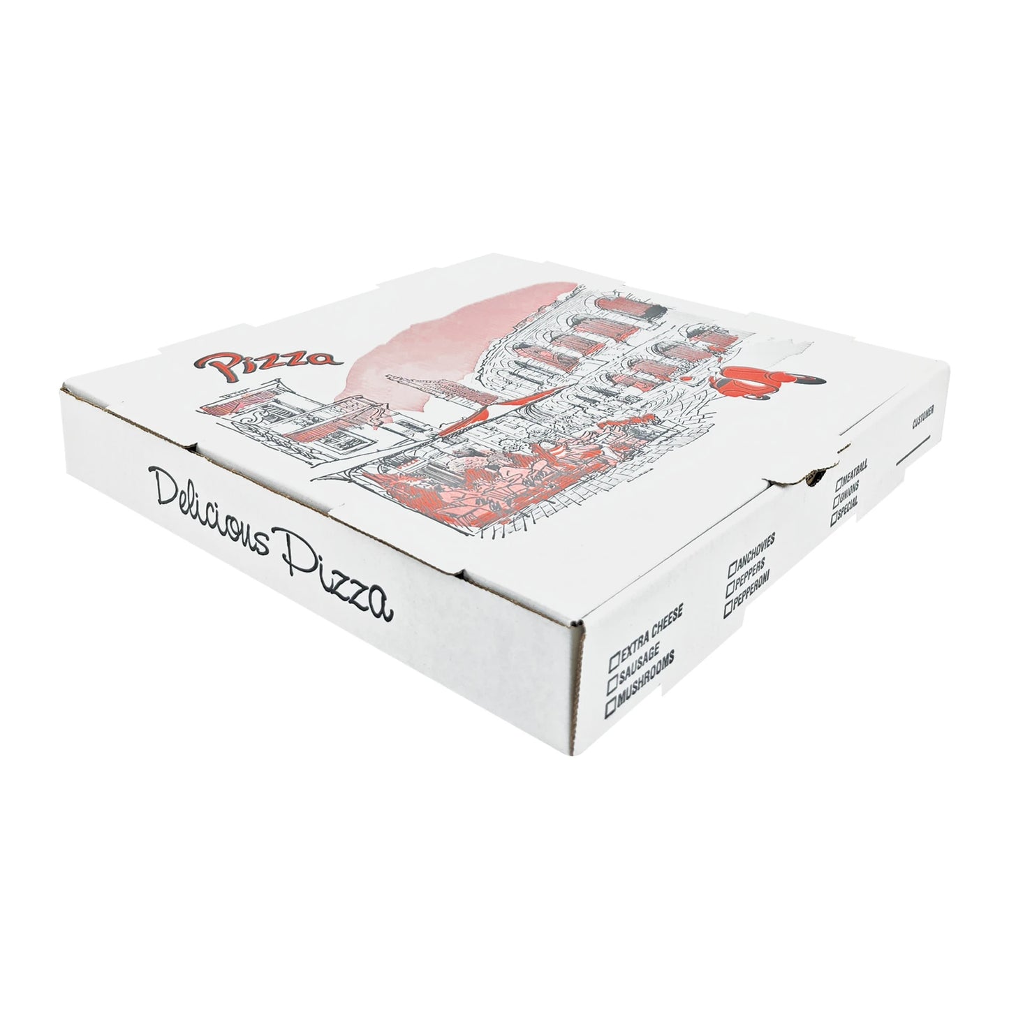 Pizza Kırmızı B Dalga Pizza Kutusu