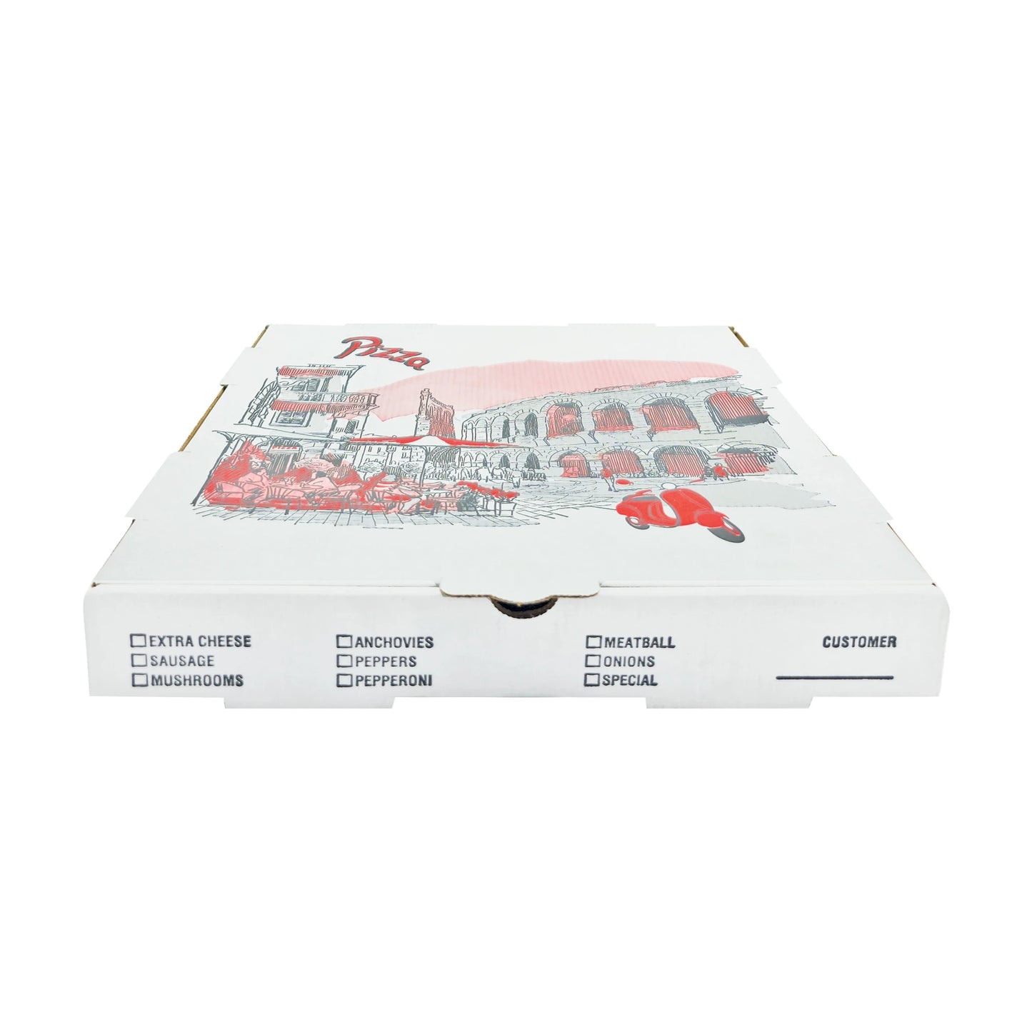 Pizza Kırmızı B Dalga Pizza Kutusu