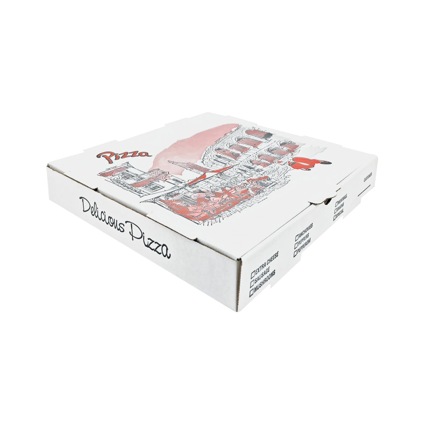 Pizza Kırmızı B Dalga Pizza Kutusu