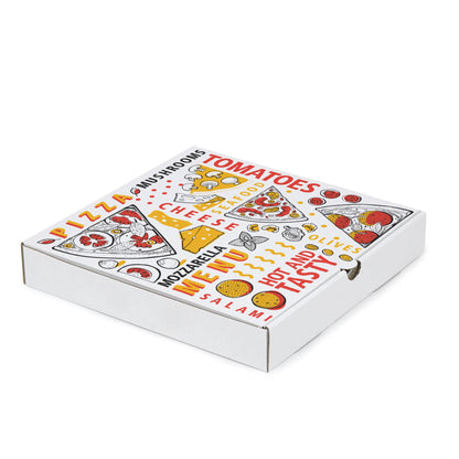 Baskılı Beyaz Pizza Kutusu